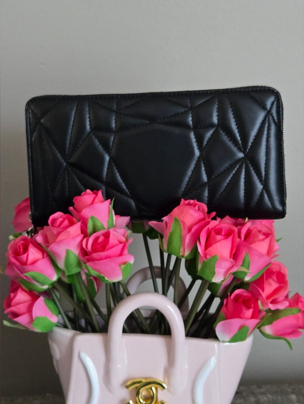 Tiffany and Co Black Quilted Zip Wallet